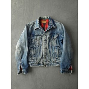 Vintage 1980s Levi's Cotton Flannel Lined Faded Denim Jacket Trucker USA Made S